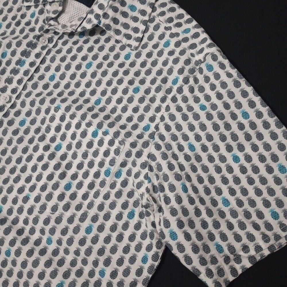 Monument Men's Large Shirt Pineapple Short Sleeve Button Up Hawaiian 100% Cotton - Picture 2 of 6